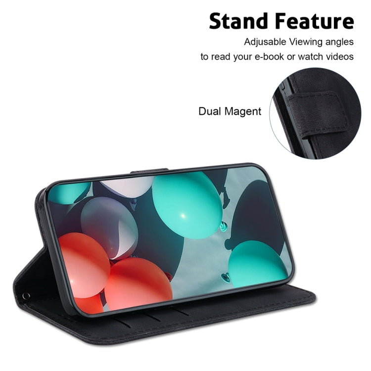 For Samsung Galaxy S25+ 5G Seven-shaped Embossed Leather Phone Case(Black) - Galaxy S25+ 5G Cases by PMC Jewellery | Online Shopping South Africa | PMC Jewellery | Buy Now Pay Later Mobicred