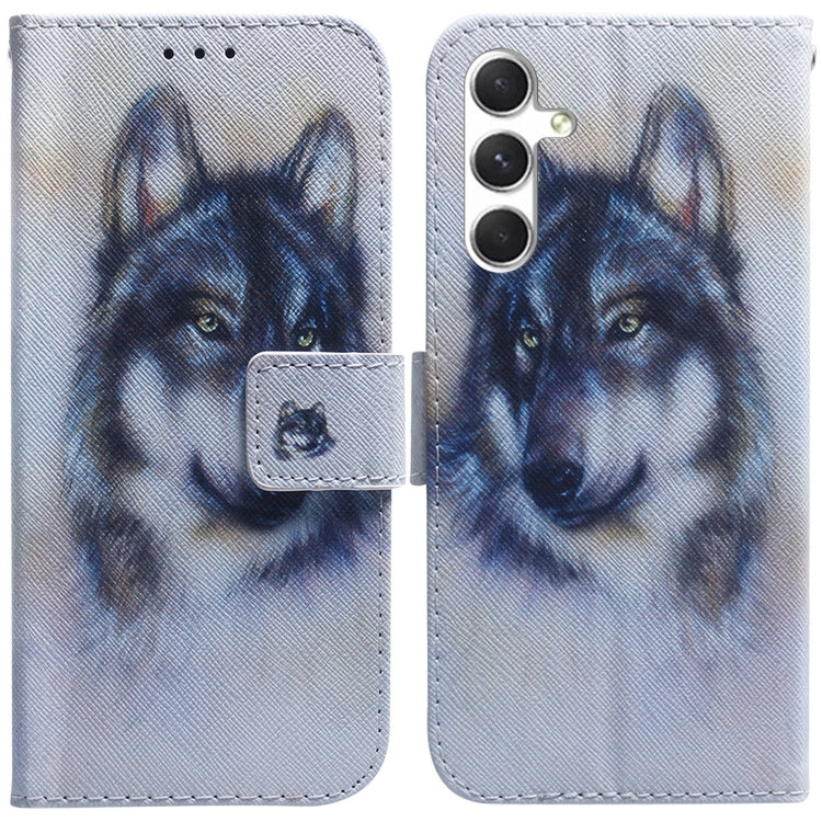 For Samsung Galaxy S25+ 5G Coloured Drawing Flip Leather Phone Case(White Wolf) - Galaxy S25+ 5G Cases by PMC Jewellery | Online Shopping South Africa | PMC Jewellery | Buy Now Pay Later Mobicred