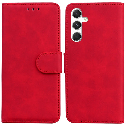 For Samsung Galaxy S25 5G Skin Feel Pure Color Flip Leather Phone Case(Red) - Galaxy S25 5G Cases by PMC Jewellery | Online Shopping South Africa | PMC Jewellery | Buy Now Pay Later Mobicred