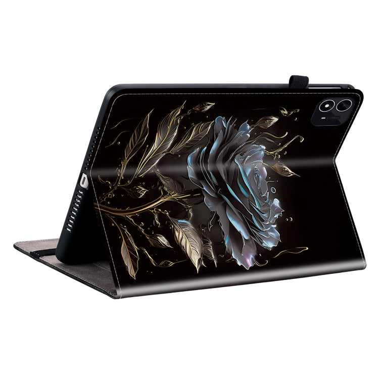 For itel Pad One 10.1 Crystal Texture Painted Leather Smart Tablet Case(Black Rose) - Others by PMC TechLife | Online Shopping South Africa | PMC TechLife | Buy Now Pay Later Mobicred