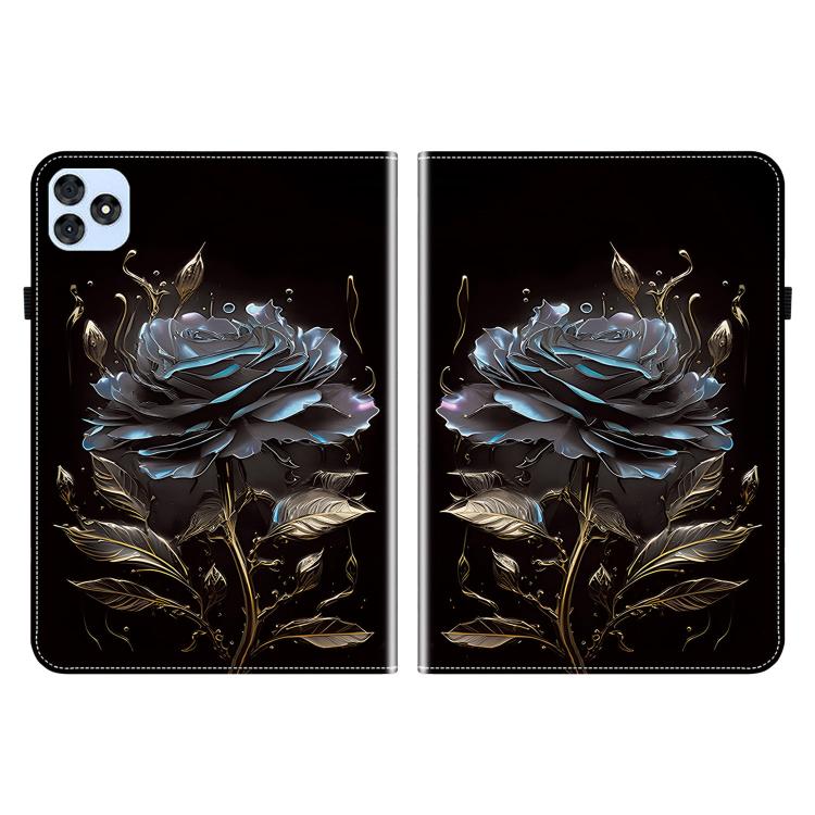 For itel VistaTab 30 Crystal Texture Painted Leather Smart Tablet Case(Black Rose) - Others by PMC TechLife | Online Shopping South Africa | PMC TechLife | Buy Now Pay Later Mobicred