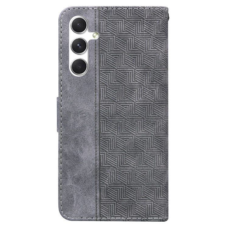 For Samsung Galaxy S25+ 5G Geometric Embossed Leather Phone Case(Grey) - Galaxy S25+ 5G Cases by PMC Jewellery | Online Shopping South Africa | PMC Jewellery | Buy Now Pay Later Mobicred
