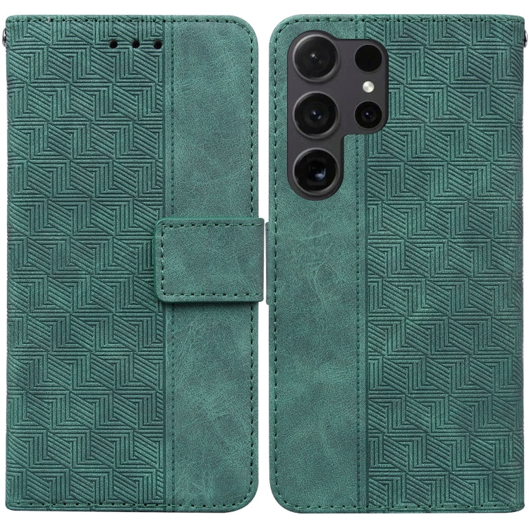 For Samsung Galaxy S25 Ultra 5G Geometric Embossed Leather Phone Case(Green) - Galaxy S25 Ultra 5G Cases by PMC Jewellery | Online Shopping South Africa | PMC Jewellery | Buy Now Pay Later Mobicred