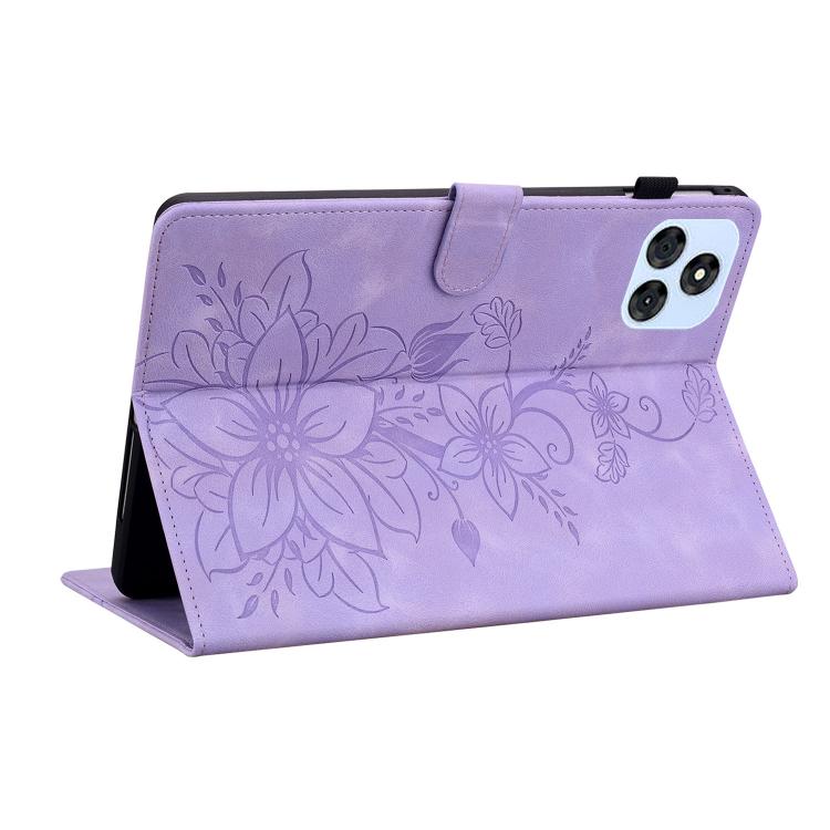 For itel VistaTab 30 Lily Embossed Leather Tablet Case(Purple) - Others by PMC TechLife | Online Shopping South Africa | PMC TechLife | Buy Now Pay Later Mobicred