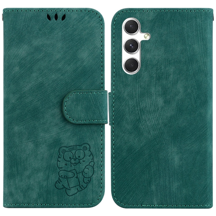 For Samsung Galaxy S25 5G Little Tiger Embossed Leather Phone Case(Green) - Galaxy S25 5G Cases by PMC Jewellery | Online Shopping South Africa | PMC Jewellery | Buy Now Pay Later Mobicred