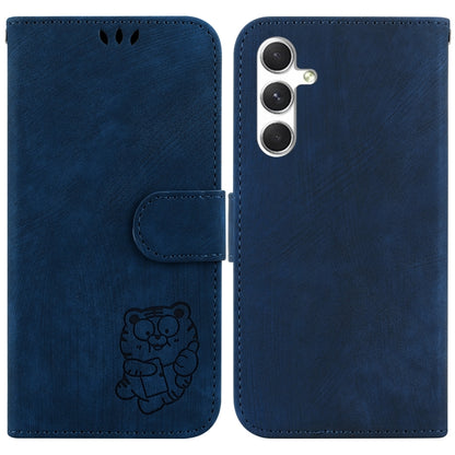 For Samsung Galaxy S25 5G Little Tiger Embossed Leather Phone Case(Dark Blue) - Galaxy S25 5G Cases by PMC Jewellery | Online Shopping South Africa | PMC Jewellery | Buy Now Pay Later Mobicred