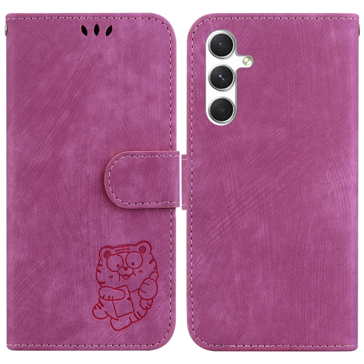 For Samsung Galaxy S25 5G Little Tiger Embossed Leather Phone Case(Rose Red) - Galaxy S25 5G Cases by PMC Jewellery | Online Shopping South Africa | PMC Jewellery | Buy Now Pay Later Mobicred