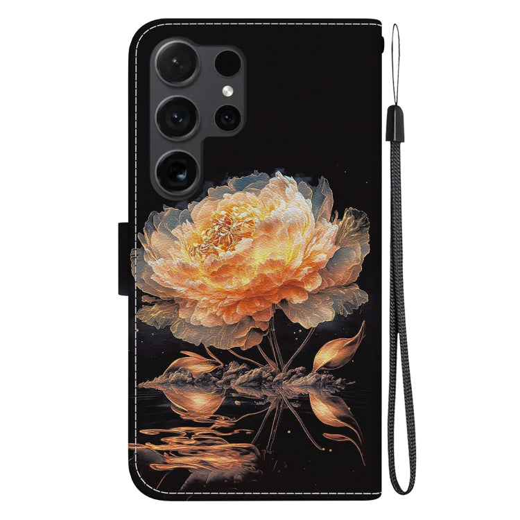 For Samsung Galaxy S25 Ultra 5G Crystal Texture Colored Drawing Leather Phone Case(Gold Peony) - Galaxy S25 Ultra 5G Cases by PMC Jewellery | Online Shopping South Africa | PMC Jewellery | Buy Now Pay Later Mobicred