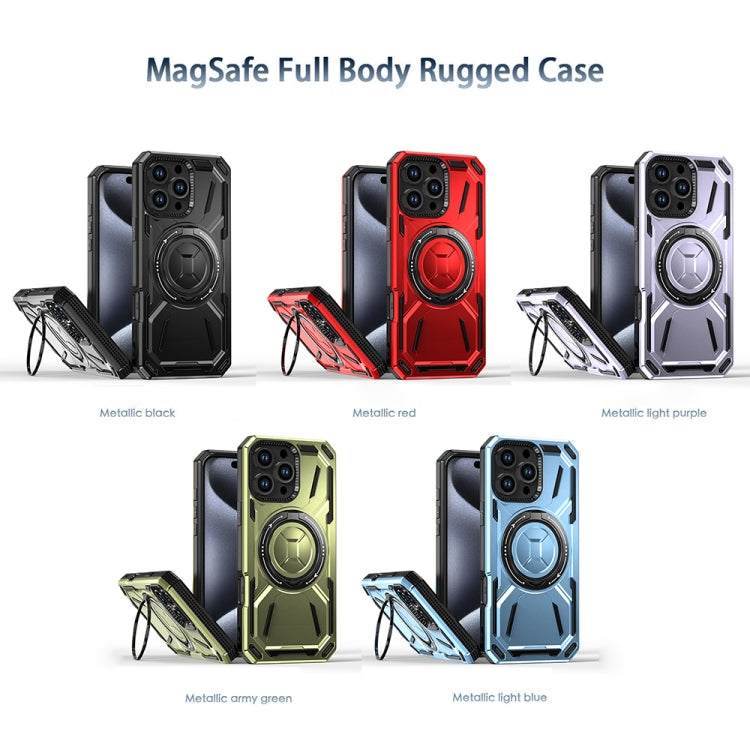 For iPhone 16 Plus Armor II Series MagSafe Magnetic Holder Phone Case(Red) - iPhone 16 Plus Cases by PMC Jewellery | Online Shopping South Africa | PMC Jewellery | Buy Now Pay Later Mobicred