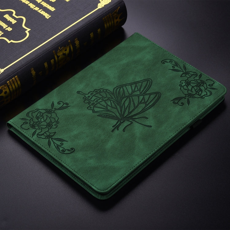 For itel Pad One 10.1 Butterfly Flower Embossed Leather Tablet Case(Green) - Others by PMC TechLife | Online Shopping South Africa | PMC TechLife | Buy Now Pay Later Mobicred