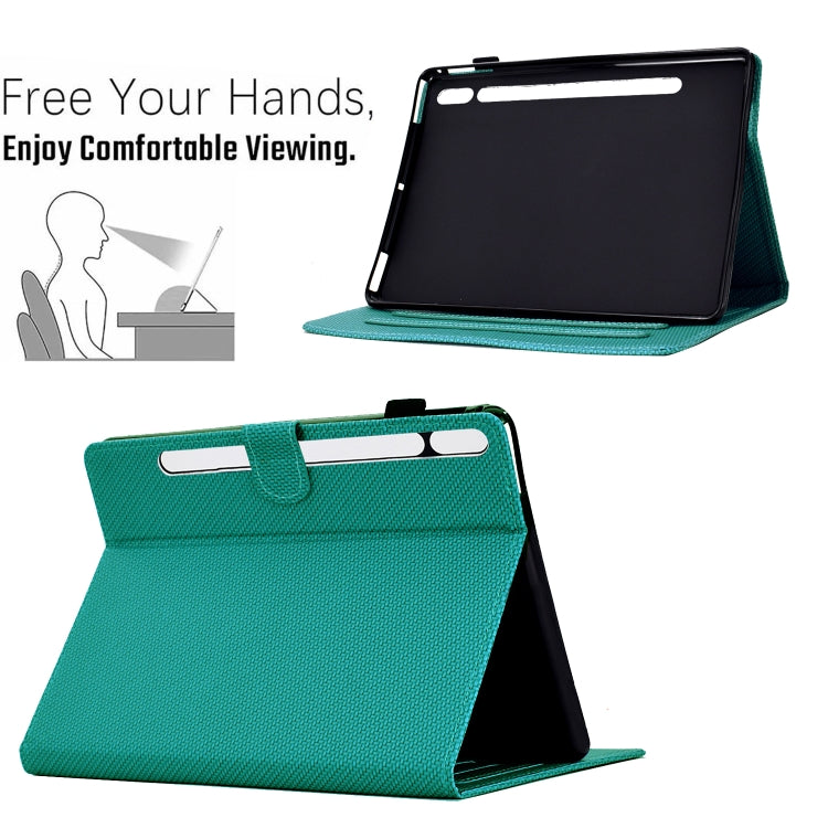 For Samsung Galaxy Tab S9 / S9 FE Solid Color Fiber Texture Smart Tablet Leather Case(Lake Green) - Galaxy Tab S9 Cases by PMC Jewellery | Online Shopping South Africa | PMC Jewellery | Buy Now Pay Later Mobicred