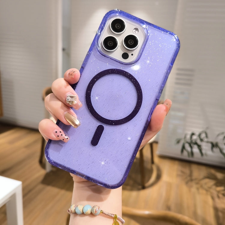 For iPhone 16 Plus Glitter Powder TPU Hybrid PC MagSafe Phone Case(Transparent) - free shipping - PMC Jewellery - Order now!