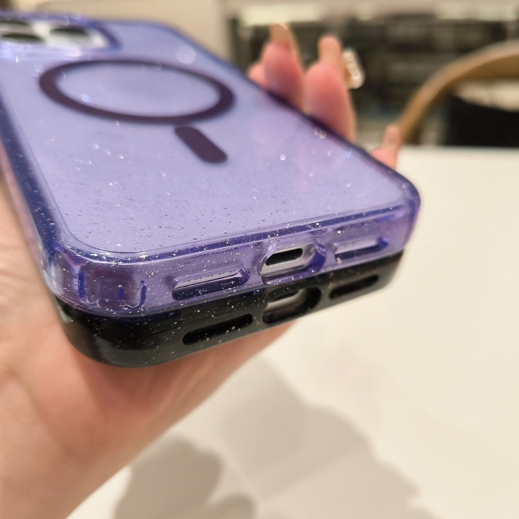 For iPhone 16 Glitter Powder TPU Hybrid PC MagSafe Phone Case(Purple) - iPhone 16 Cases by PMC TechLife | Online Shopping South Africa | PMC TechLife | Buy Now Pay Later Mobicred