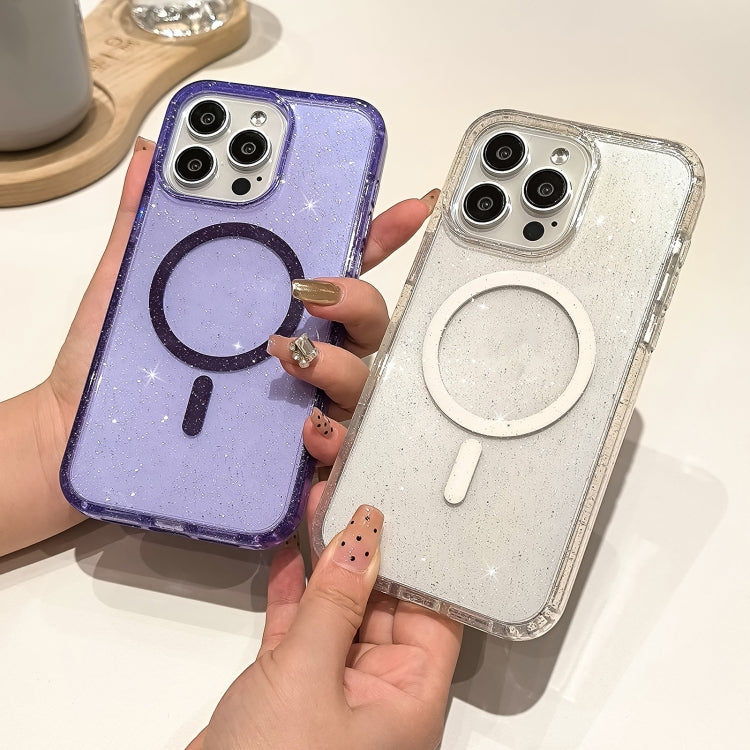 For iPhone 16 Plus Glitter Powder TPU Hybrid PC MagSafe Phone Case(Transparent) - free shipping - PMC Jewellery - Order now!