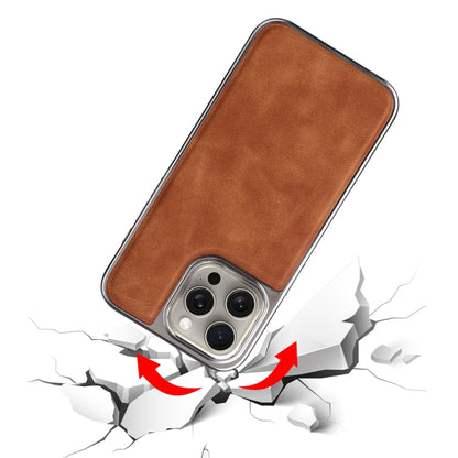 For iPhone 16 Pro Electroplated Side PU Hybrid TPU MagSafe Phone Case(Brown) - iPhone 16 Pro Cases by PMC Jewellery | Online Shopping South Africa | PMC Jewellery | Buy Now Pay Later Mobicred