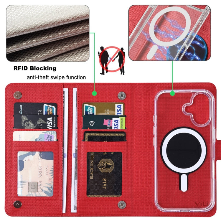 For iPhone 16 Plus ViLi GHA-C Series RFID MagSafe Magnetic Flip Leather Phone Case(Red) - iPhone 16 Plus Cases by ViLi | Online Shopping South Africa | PMC TechLife | Buy Now Pay Later Mobicred