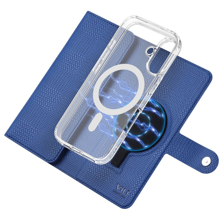 For iPhone 16 Plus ViLi GHA-C Series RFID MagSafe Magnetic Flip Leather Phone Case(Blue) - free shipping - PMC TechLife - Order now!
