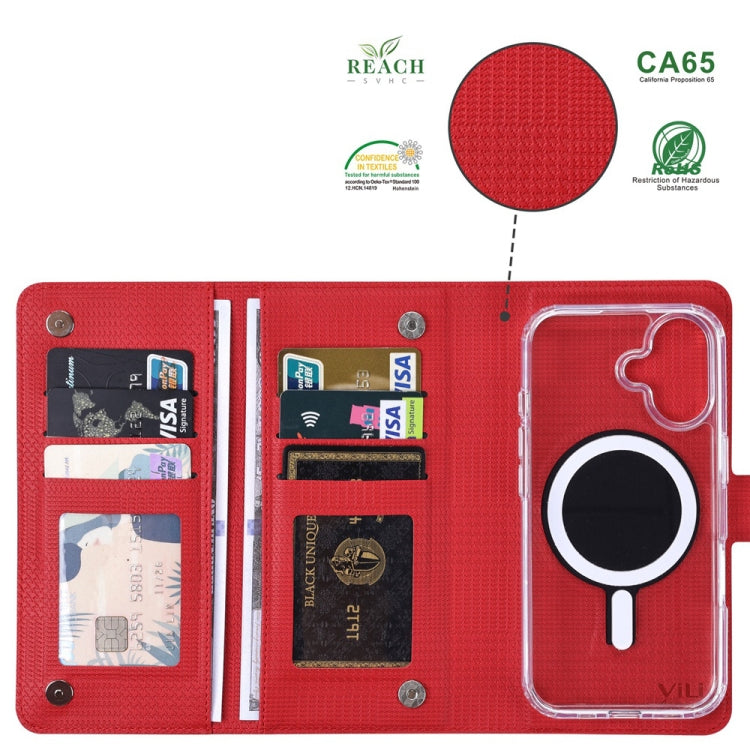 For iPhone 16 Pro ViLi GHA-C Series RFID MagSafe Magnetic Flip Leather Phone Case(Red) - iPhone 16 Pro Cases by ViLi | Online Shopping South Africa | PMC TechLife | Buy Now Pay Later Mobicred