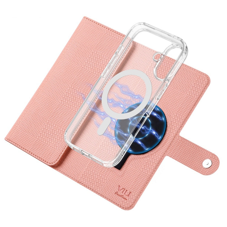 For iPhone 15 ViLi GHA-C Series RFID MagSafe Magnetic Flip Leather Phone Case(Pink) - iPhone 15 Cases by ViLi | Online Shopping South Africa | PMC Jewellery | Buy Now Pay Later Mobicred