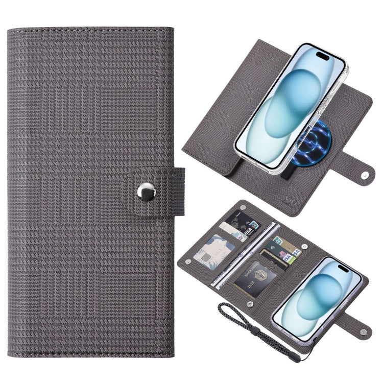 For iPhone 15 Plus ViLi GHA-C Series RFID MagSafe Magnetic Flip Leather Phone Case(Grey) - free shipping - PMC Jewellery - Order now!