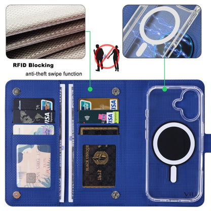 For iPhone 15 Plus ViLi GHA-C Series RFID MagSafe Magnetic Flip Leather Phone Case(Blue) - iPhone 15 Plus Cases by ViLi | Online Shopping South Africa | PMC Jewellery | Buy Now Pay Later Mobicred