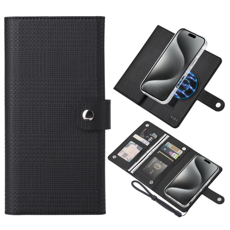 For iPhone 15 Pro Max ViLi GHA-C Series RFID MagSafe Magnetic Flip Leather Phone Case(Black) - iPhone 15 Pro Max Cases by ViLi | Online Shopping South Africa | PMC Jewellery | Buy Now Pay Later Mobicred