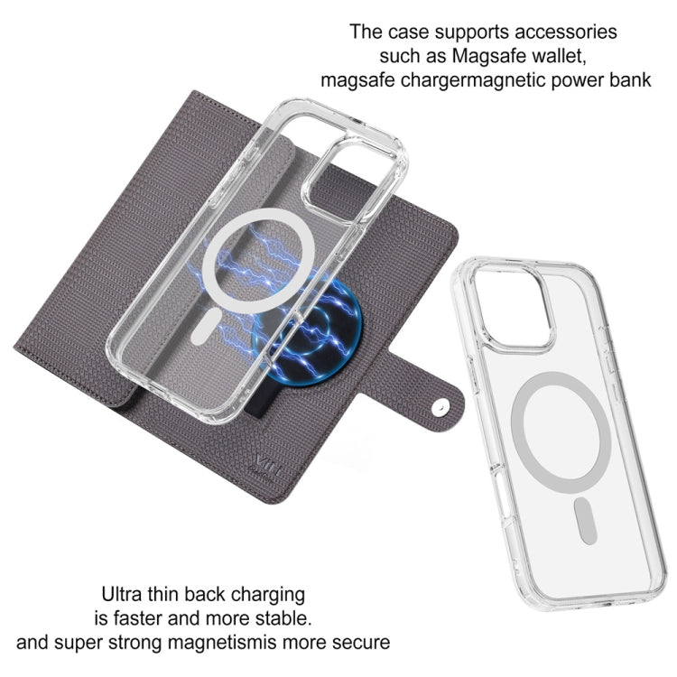 For iPhone 16 ViLi GHB-C Series RFID MagSafe Magnetic Flip Leather Phone Case(Grey) - iPhone 16 Cases by ViLi | Online Shopping South Africa | PMC TechLife | Buy Now Pay Later Mobicred