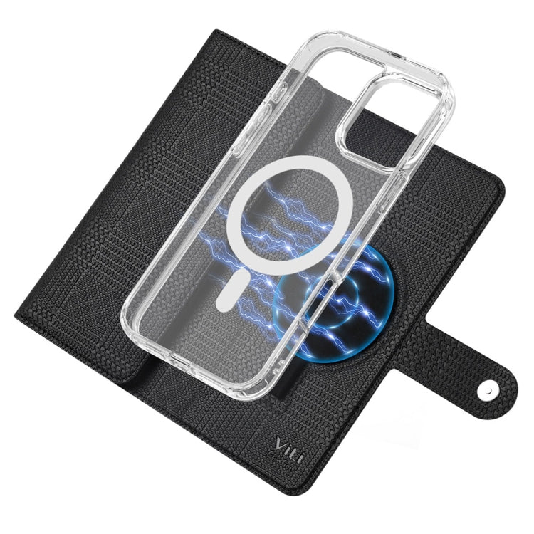 For iPhone 16 ViLi GHB-C Series RFID MagSafe Magnetic Flip Leather Phone Case(Black) - iPhone 16 Cases by ViLi | Online Shopping South Africa | PMC TechLife | Buy Now Pay Later Mobicred