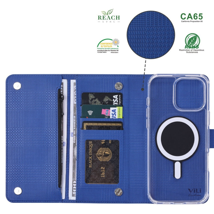 For iPhone 16 Plus ViLi GHB-C Series RFID MagSafe Magnetic Flip Leather Phone Case(Blue) - iPhone 16 Plus Cases by ViLi | Online Shopping South Africa | PMC TechLife | Buy Now Pay Later Mobicred