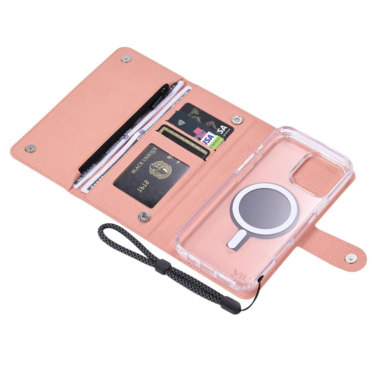 For iPhone 16 Pro ViLi GHB-C Series RFID MagSafe Magnetic Flip Leather Phone Case(Pink) - iPhone 16 Pro Cases by ViLi | Online Shopping South Africa | PMC Jewellery | Buy Now Pay Later Mobicred