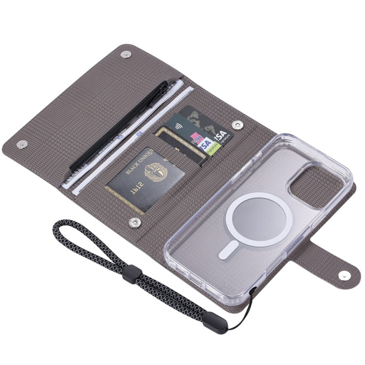 For iPhone 15 ViLi GHB-C Series RFID MagSafe Magnetic Flip Leather Phone Case(Grey) - free shipping - PMC Jewellery - Order now!