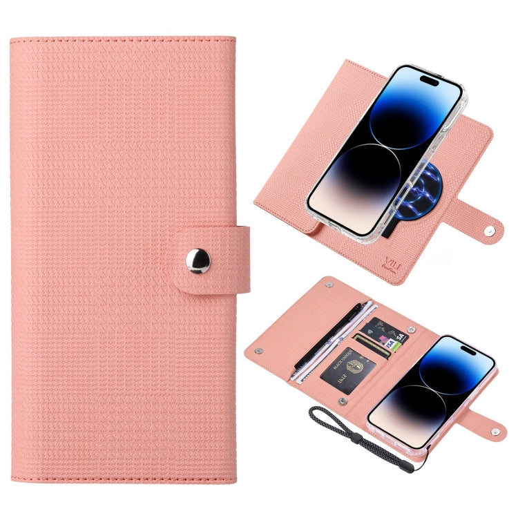 For iPhone 14 Pro Max ViLi GHB-C Series RFID MagSafe Magnetic Flip Leather Phone Case(Pink) - iPhone 14 Pro Max Cases by ViLi | Online Shopping South Africa | PMC Jewellery | Buy Now Pay Later Mobicred