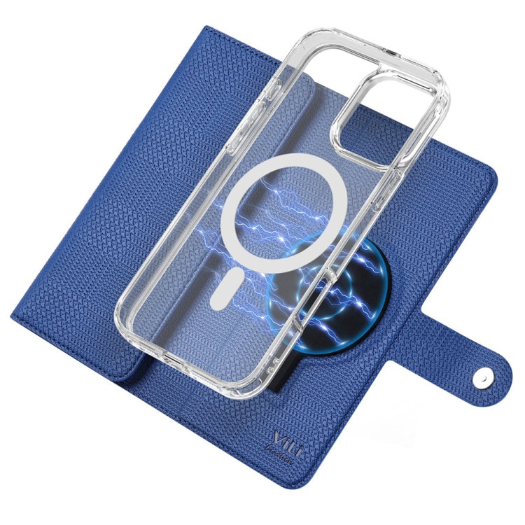 For iPhone 14 Pro Max ViLi GHB-C Series RFID MagSafe Magnetic Flip Leather Phone Case(Blue) - iPhone 14 Pro Max Cases by ViLi | Online Shopping South Africa | PMC Jewellery | Buy Now Pay Later Mobicred