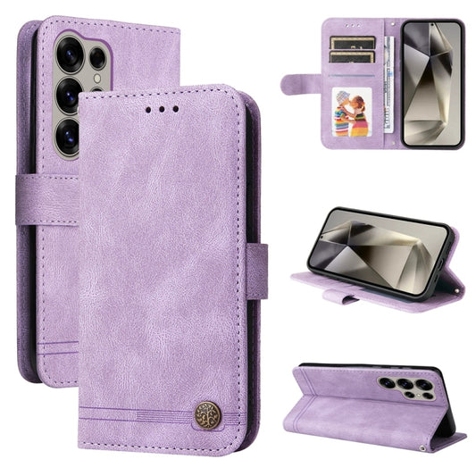 For Samsung Galaxy S25 Ultra 5G Skin Feel Life Tree Metal Button Leather Phone Case(Purple) - Galaxy S25 Ultra 5G Cases by PMC Jewellery | Online Shopping South Africa | PMC Jewellery | Buy Now Pay Later Mobicred