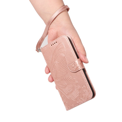 For Samsung Galaxy S25 Ultra 5G Swallowtail Butterfly Embossed Leather Phone Case(Rose Gold) - Galaxy S25 Ultra 5G Cases by PMC Jewellery | Online Shopping South Africa | PMC Jewellery | Buy Now Pay Later Mobicred