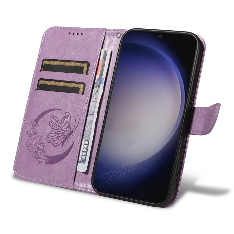 For Samsung Galaxy S25 / S24 5G Swallowtail Butterfly Embossed Leather Phone Case(Purple) - Galaxy S25 5G Cases by PMC Jewellery | Online Shopping South Africa | PMC Jewellery | Buy Now Pay Later Mobicred