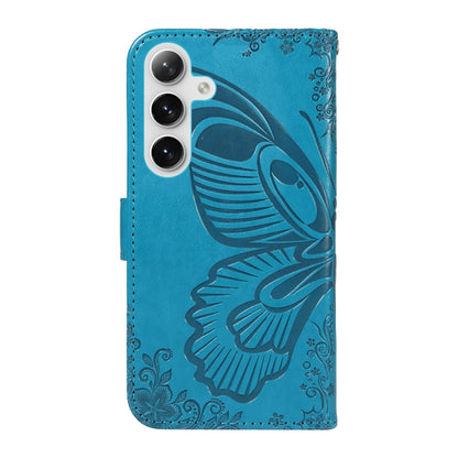 For Samsung Galaxy S25+ / S24+ 5G Swallowtail Butterfly Embossed Leather Phone Case(Blue) - Galaxy S25+ 5G Cases by PMC Jewellery | Online Shopping South Africa | PMC Jewellery | Buy Now Pay Later Mobicred