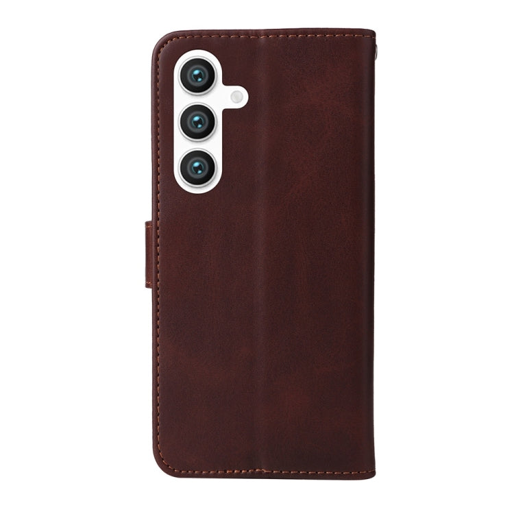 For Samsung Galaxy S25+ 5G Classic Calf Texture Flip Leather Phone Case(Brown) - Galaxy S25+ 5G Cases by PMC Jewellery | Online Shopping South Africa | PMC Jewellery | Buy Now Pay Later Mobicred