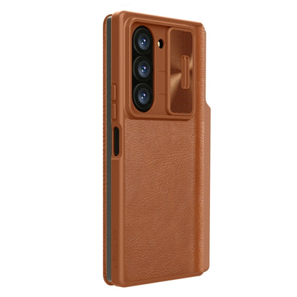 For Samsung Galaxy Z Fold6 5G NILLKIN QIN Series Pro Sliding Camera Cover Design Leather Phone Case(Brown) - Galaxy Z Fold6 5G Cases by NILLKIN | Online Shopping South Africa | PMC Jewellery | Buy Now Pay Later Mobicred