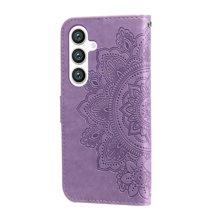 For Samsung Galaxy S25 5G Seven-petal Flowers Embossing Leather Phone Case(Light Purple) - Galaxy S25 5G Cases by PMC Jewellery | Online Shopping South Africa | PMC Jewellery | Buy Now Pay Later Mobicred