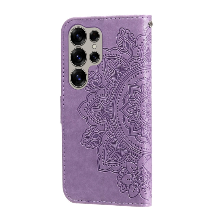 For Samsung Galaxy S25 Ultra 5G Seven-petal Flowers Embossing Leather Phone Case(Light Purple) - Galaxy S25 Ultra 5G Cases by PMC Jewellery | Online Shopping South Africa | PMC Jewellery | Buy Now Pay Later Mobicred