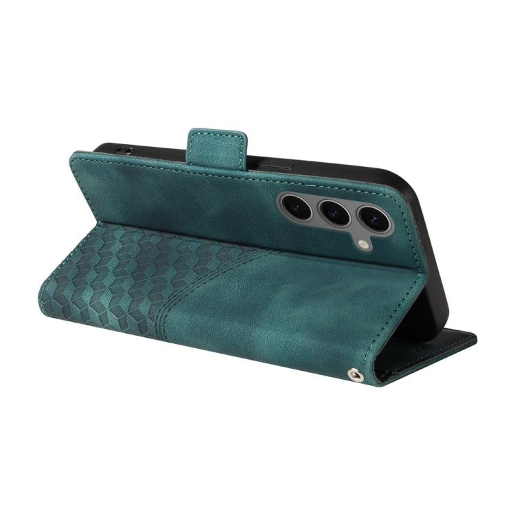 For Samsung Galaxy S25+ 5G Embossed Rhombus Starry Leather Phone Case(Green) - Galaxy S25+ 5G Cases by PMC Jewellery | Online Shopping South Africa | PMC Jewellery | Buy Now Pay Later Mobicred