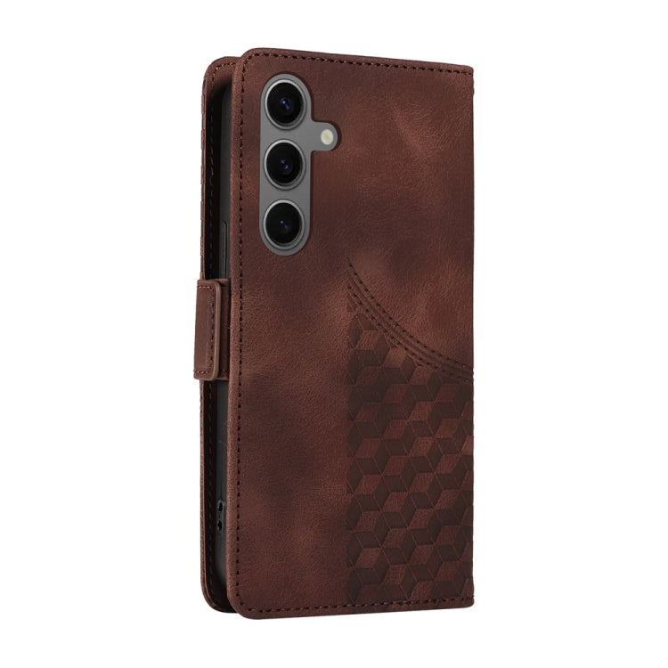 For Samsung Galaxy S25+ 5G Embossed Rhombus Starry Leather Phone Case(Brown) - Galaxy S25+ 5G Cases by PMC Jewellery | Online Shopping South Africa | PMC Jewellery | Buy Now Pay Later Mobicred