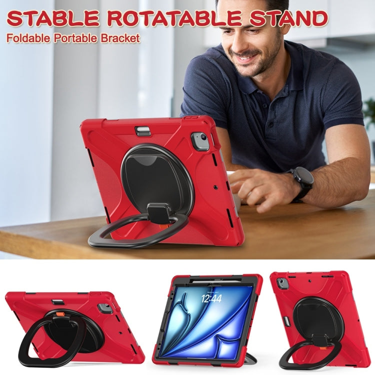 For iPad Air 13 2024 Silicone Hybrid PC Tablet Case with Holder & Shoulder Strap(Red) - iPad Air 13 2024 Cases by PMC Jewellery | Online Shopping South Africa | PMC Jewellery | Buy Now Pay Later Mobicred