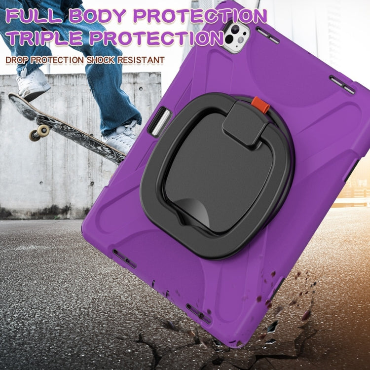 For iPad Pro 13 2024 Silicone Hybrid PC Tablet Case with Holder & Shoulder Strap(Purple) - iPad Pro 13 2024 Cases by PMC Jewellery | Online Shopping South Africa | PMC Jewellery | Buy Now Pay Later Mobicred