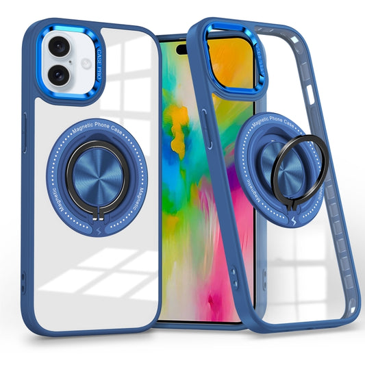 For iPhone 16 Plus Magnetic Rotating Ring Holder Phone Case(Dark Blue) - iPhone 16 Plus Cases by PMC Jewellery | Online Shopping South Africa | PMC Jewellery | Buy Now Pay Later Mobicred