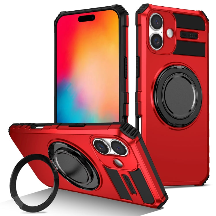 For iPhone 16 Rotating Magnetic Holder Phone Case(Red) - iPhone 16 Cases by PMC TechLife | Online Shopping South Africa | PMC TechLife | Buy Now Pay Later Mobicred