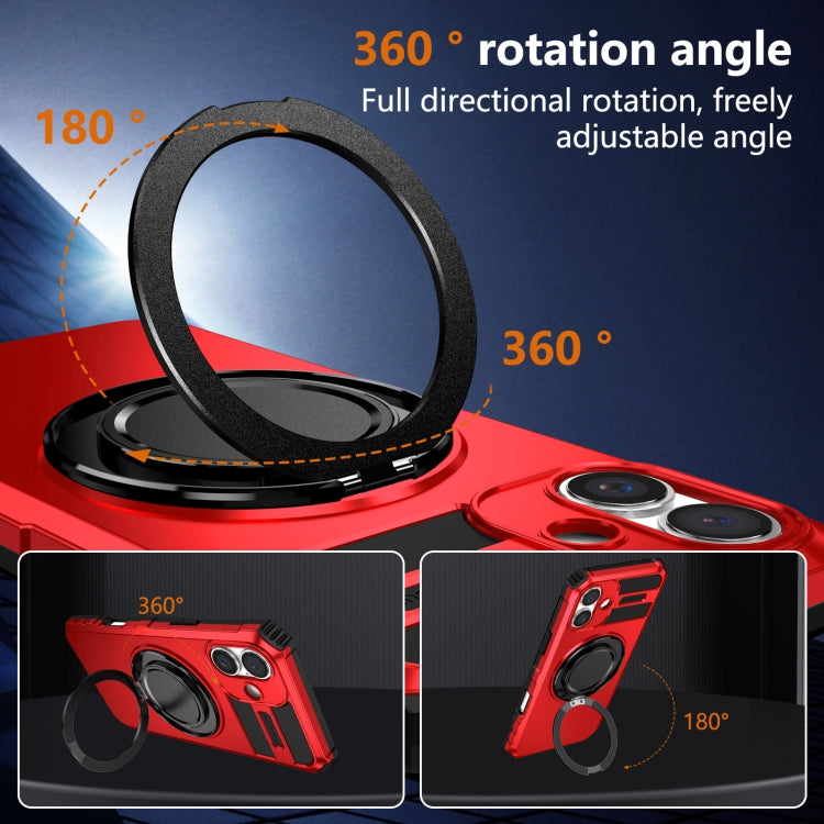 For iPhone 16 Rotating Magnetic Holder Phone Case(Red) - iPhone 16 Cases by PMC TechLife | Online Shopping South Africa | PMC TechLife | Buy Now Pay Later Mobicred