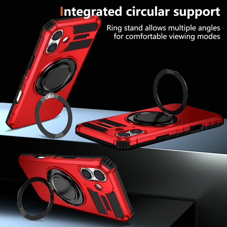 For iPhone 16 Rotating Magnetic Holder Phone Case(Red) - iPhone 16 Cases by PMC TechLife | Online Shopping South Africa | PMC TechLife | Buy Now Pay Later Mobicred