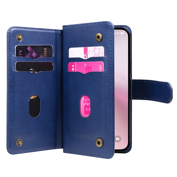 For iPhone 16e Multi-Function Wallet 10 Card Slots Leather Phone Case(Dark Blue) - iPhone 16e Cases by PMC TechLife | Online Shopping South Africa | PMC TechLife | Buy Now Pay Later Mobicred